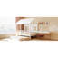 Lit double en bois avec lit gigogne simple, lit de jour en bois, blanc