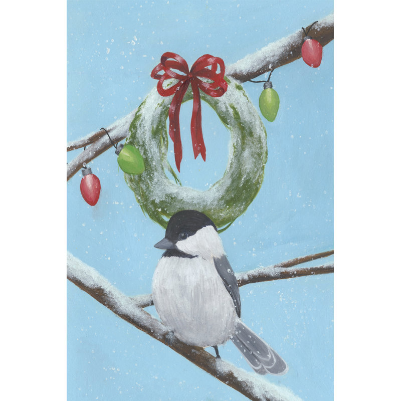 Chickadee Christmas III 2-up by Grace Popp - Wrapped Canvas Painting, 46cm H x 30cm W x 3.8cm D