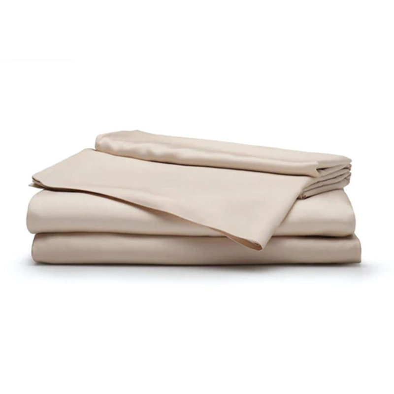 Sleepgram Viscose from Bamboo Cal King Bed Sheet Set w/2 Pillowcases, Sand