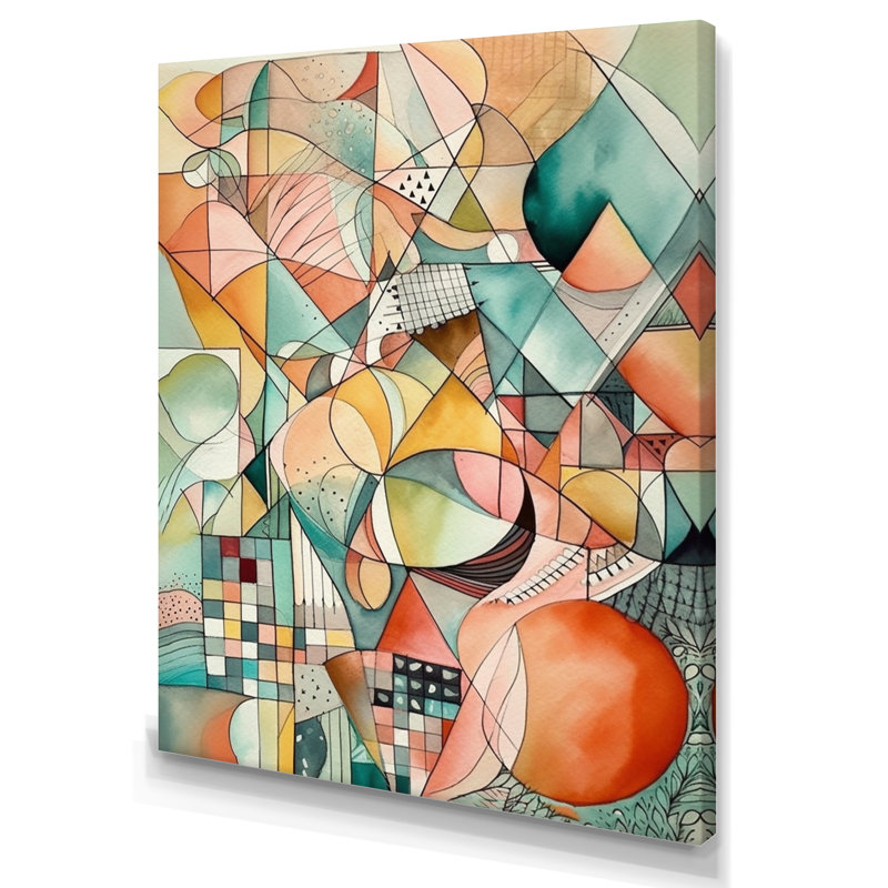La géométrie de la couleur - décoration murale géométrique moderne, H 20 po x l 12 po x P 1 po, Toile tendue