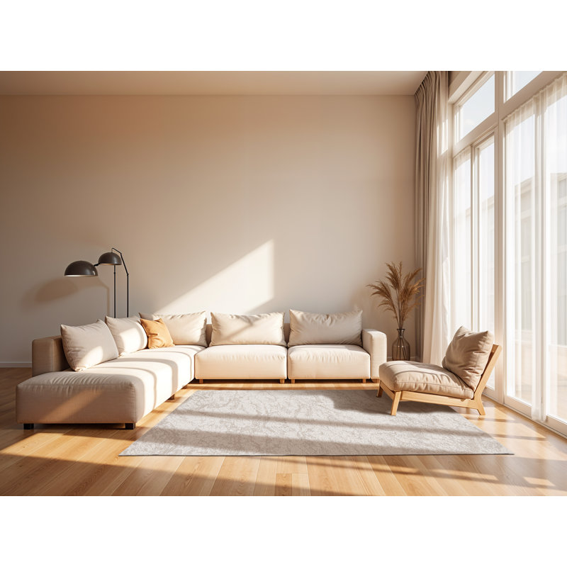 Rectangle Abstract Area Rug, Beige, Rectangle 200 x 290 cm