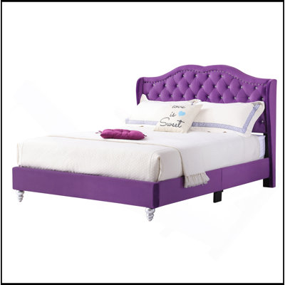Elegant Transitional Purple Upholstered Bed