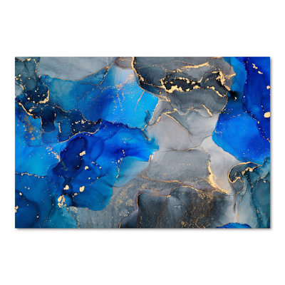 «Blue and Black Luxury Abstract Fluid Art», peinture sur toile