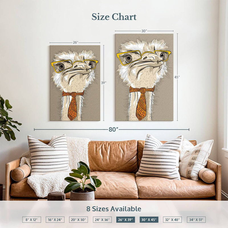 Brampt Nerdy Ostrich, 39" H x 26" W
