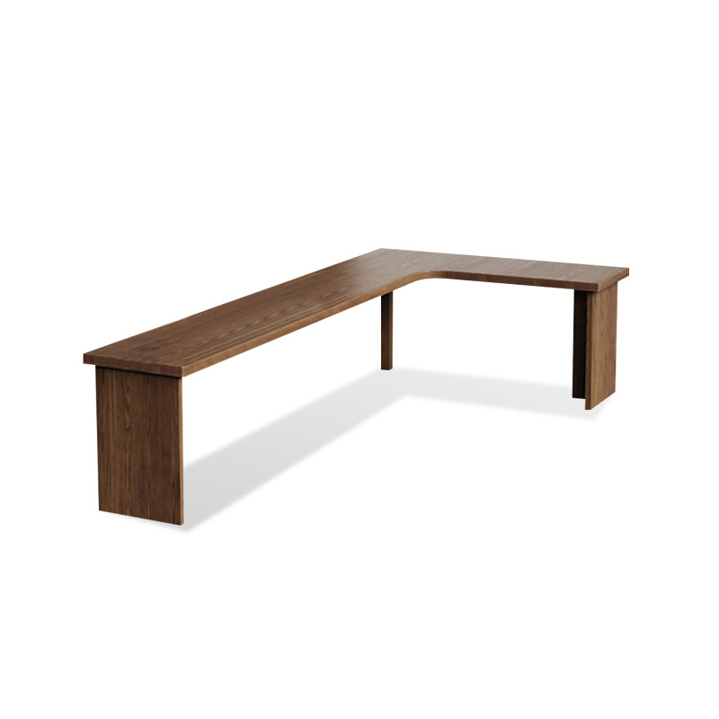 Bureau en bois massif en forme de L brun noisette, Retour à droite, H 29,53 po x l 86,61 po x P 55,12 po