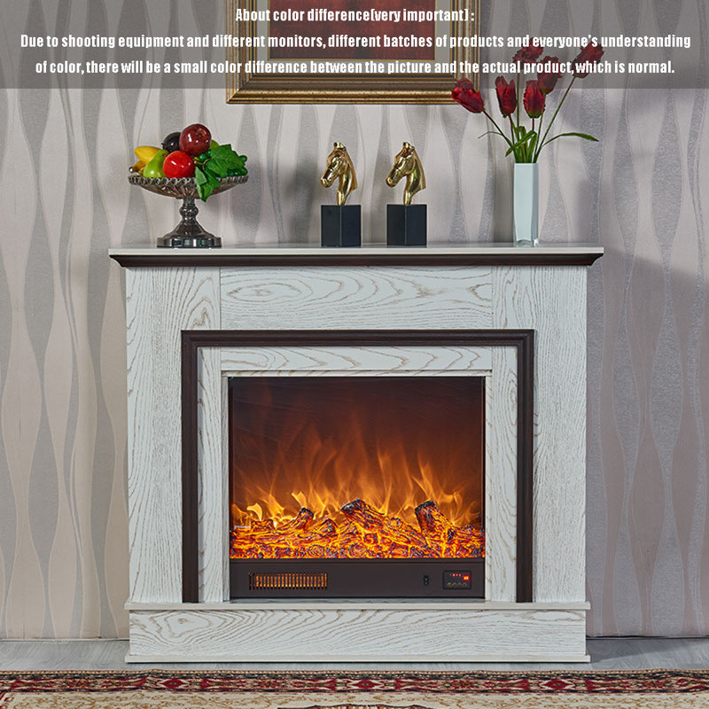 European retro pastoral decorative simulated fire electric fireplace, 31.5" H x 39.37" W x 129.92" D