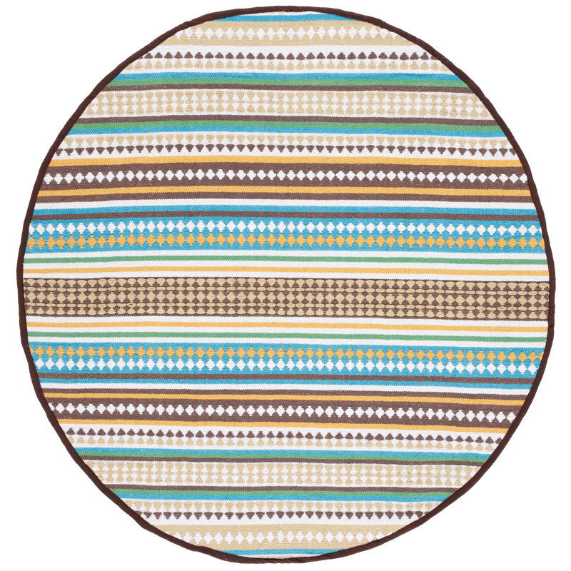 Montauk Hand Woven Cotton Striped Rug, Round 6'