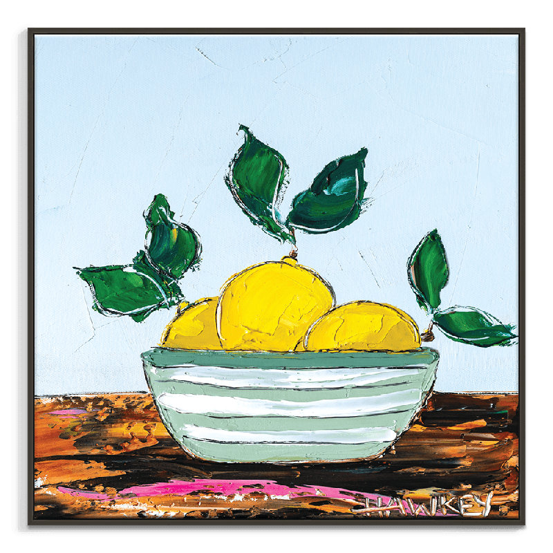 Lemon Lady by Angela Hawkey - Painting, Black Framed, 76cm H x 76cm W x 5cm D