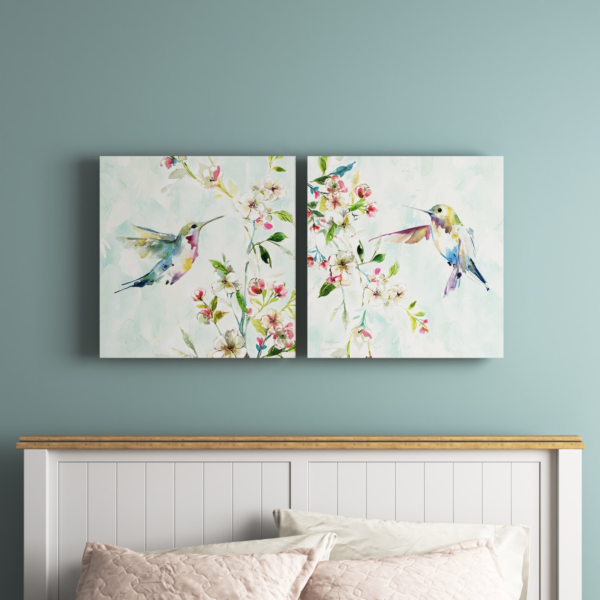 The Twillery Co. Hummingbird III - 2 Piece Wrapped Canvas Print Set ...