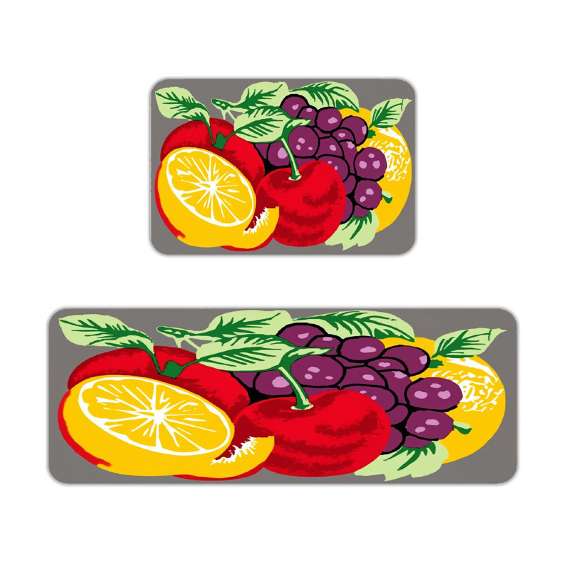 Ensemble de 2 tapis de cuisine rétro à motif de fruits et de raisins