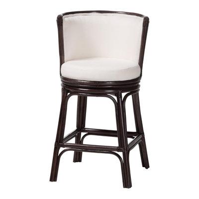 Baxton Studio Alsip Espresso Rattan Counter Stool with Swivel Seat