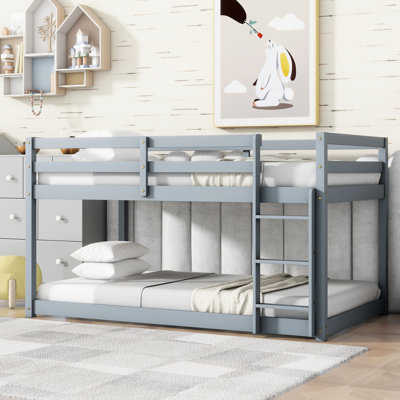 Grey Solid Rubber Wooden Twin Over Loft Bed With , Contemporary Design For All Interiors Bed, Grey, Crafted From Materials A Long-Lasting Bedroom