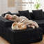 Modern Oversized Corner Sofa L-Shaped Corduroy Sofa With Storage Pockets -1513385609-1513385611