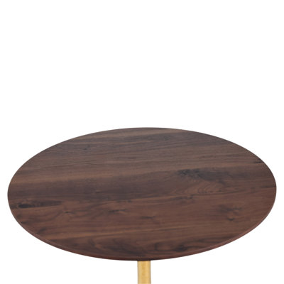 Table de salle à manger 31,5 "en noyer 31,5" avec pieds dorés et table de tulipe de style Mid-Century pour 2 à 4 personnes avec plateau en MDF rond, table de salle à manger sur pied, table basse de loisirs