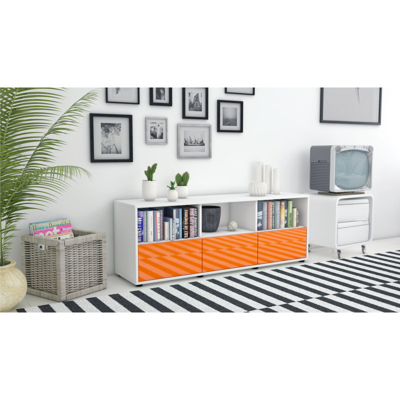 Wunsch TV Stand, High-gloss Orange / Matte White