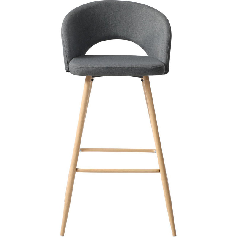 Hollydale Upholstered Counter Stool with Metal Frame, Dark Grey