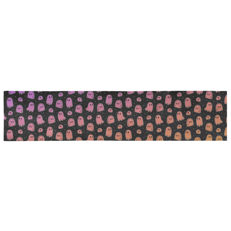 Chemin de table ghost Avicia, 73,5 po x 17,5 po, Polyester, Noir / rose / orange