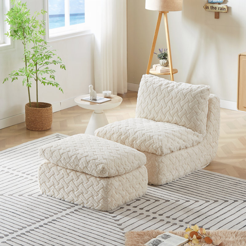 Chaise moderne avec pivot et repose-pieds, Blanc