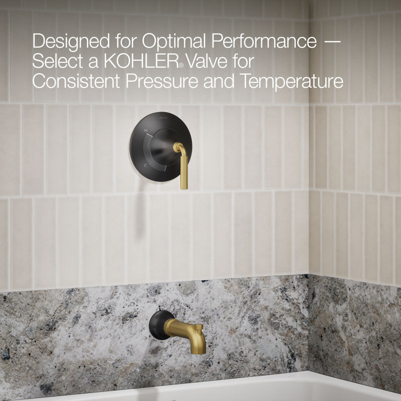 Tone Rite-Temp Pressure-Balancing Bath and Shower Faucet Trim Set 2.5 GPM, Matte Black/Moderne Brass