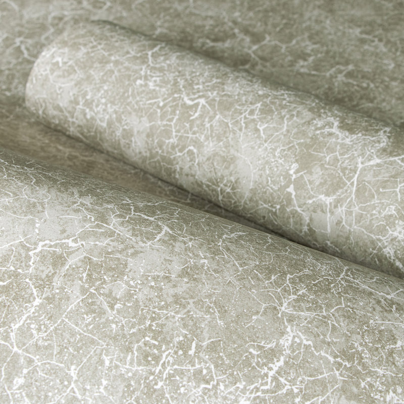 Rouleau de papier peint craquelé marbré L 33 pi x l 21 po Azulejo, Sable beige