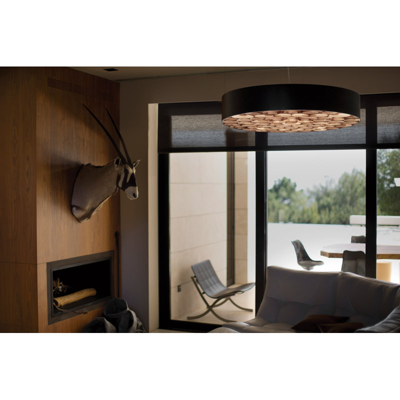 Spiro LED Chandelier, Black Outer, Pale Rose, 5.9" H x 29.5" W x 29.5" D