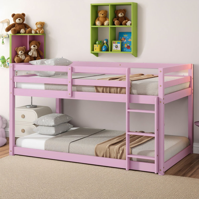 The Bunk Bed Is Made Of Solid Wood And Rubber Wood And Comes With A Ladder. The Bed Board Is Made Of Reinforced Slats, Which Has A Stable Structure And Combines Practicality And Texture.