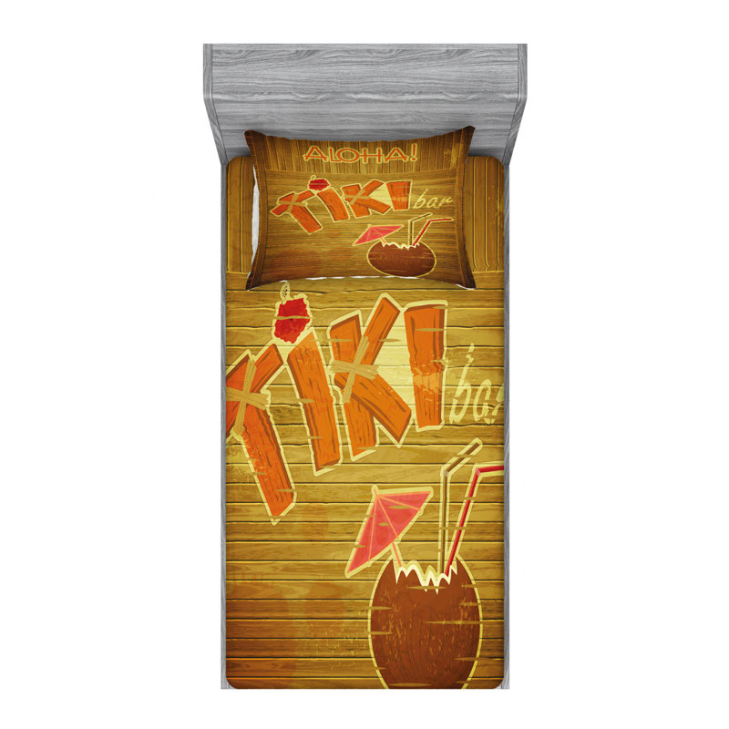 Ensemble de literie mural tiki plankson, Ensemble de draps pour lit simple avec drap-housse