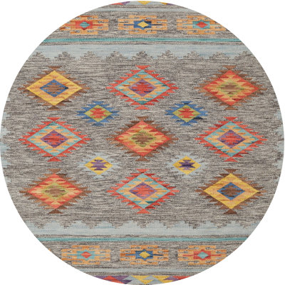 Tapis contemporain rouge / olive / bleu ciel Aldegonde