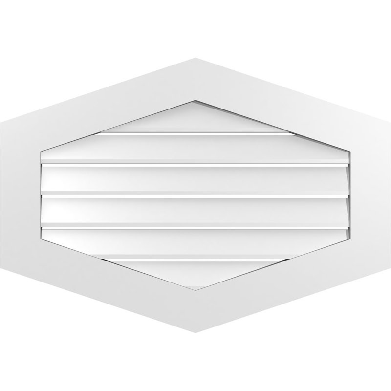 Vertical Peaked Surface Mount Signature Urethane Functional Gable Vent 4/12 Pitch, Primed Tan, 1" H x 34" W x 24" L