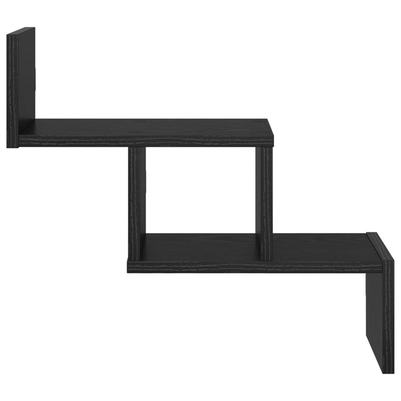  Wall Shelf with Shelf with Storage Engineered Wood Modern Shelving Unit, Black Oak