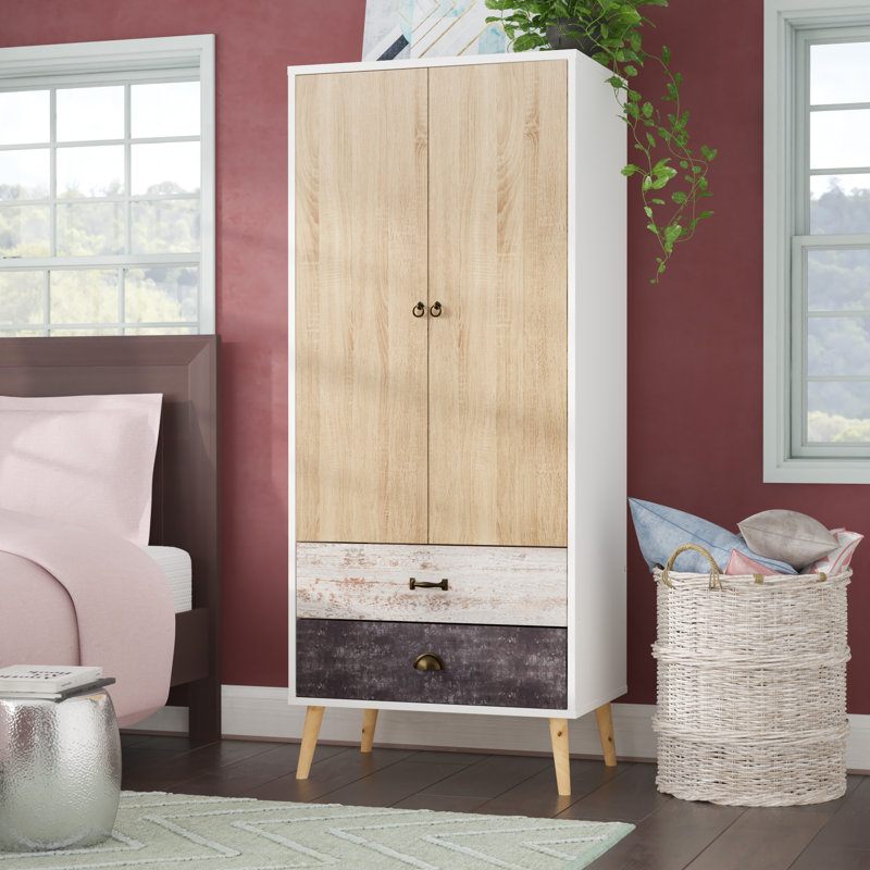 Arkins 2 Door Wardrobe, Cream/Oak