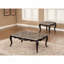 Table basse de style transitionnel, plateau en marbre, pieds cabriole, détails courbés dorés, finition en noyer foncé