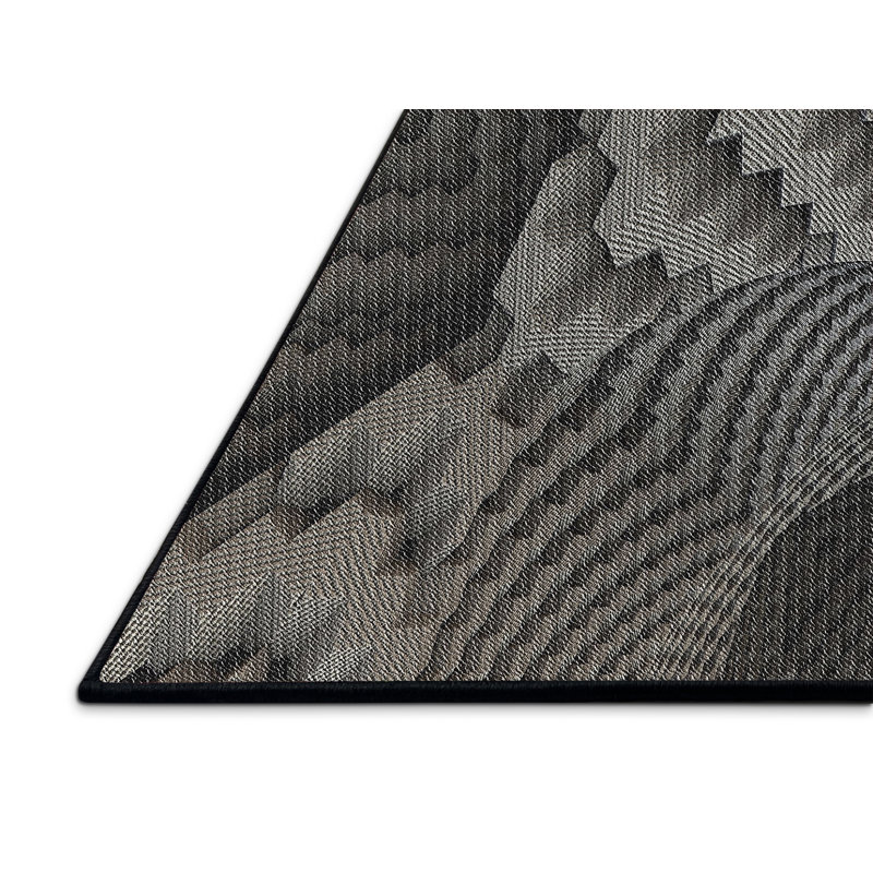 Tapis zone grise à motifs, Rectangle 5 pi x 7 pi