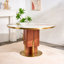  Table de salle à manger 47,24 "en pierre frittée ronde pour 4 à 6 personnes, piédestal en bois massif et support en acier au carbone lourd, pré-assemblé-138528355-138528352