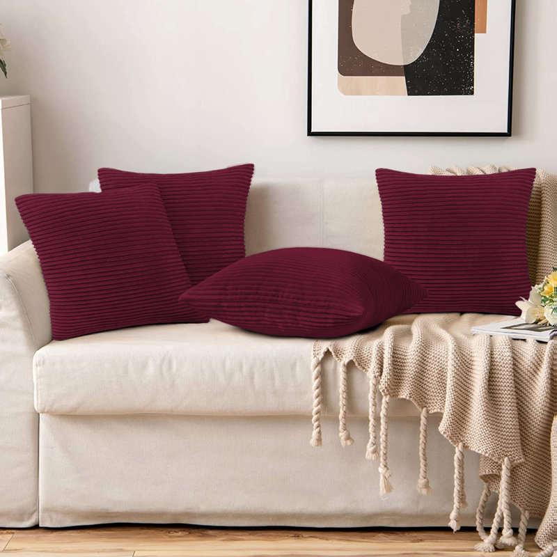 Striped Square Euro Cushion Cover, Red