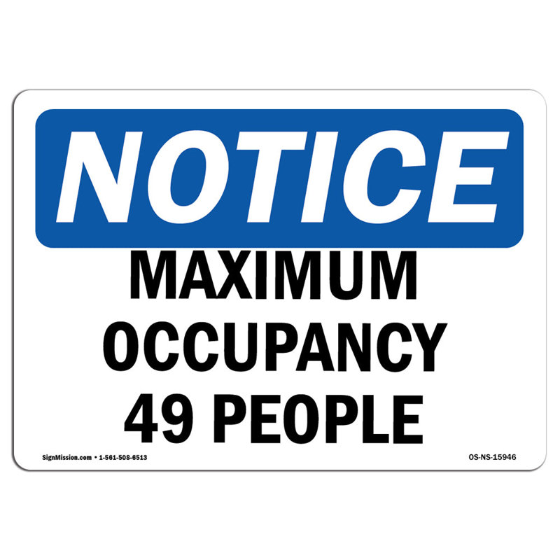 Maximum Occupancy 49 People Sign