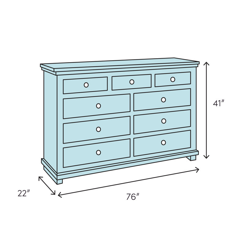 Arch Salvage 76'' W 9 - Drawer Dresser, Light Oak