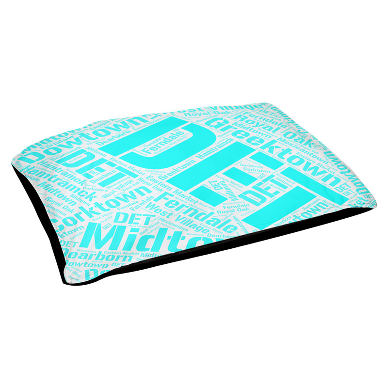 Coussin de chien « districts », Cyan, Grand (l 40 po x P 30 po x H 14 po), Détroit