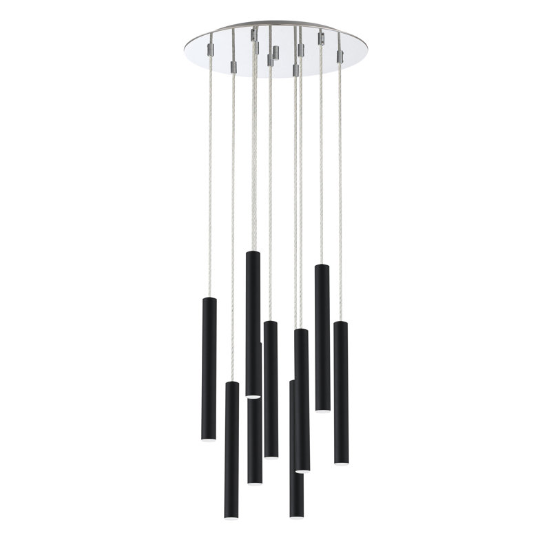Bowning 9 - Light LED Cluster Pendant, Matt Black