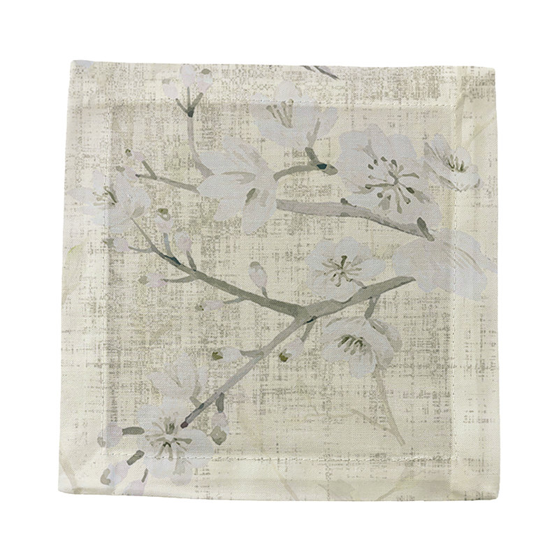Blossom Fantasia Cotton Sateen Cocktail Napkins, Ivory