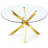  Modern 47" Round Glass Dining Table with Sculptural Metal Base – Seats 4, Gold Finish-92902073-60036950
