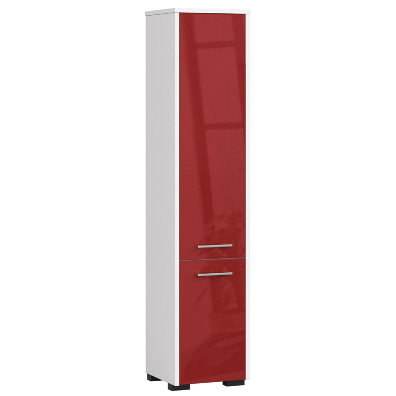 Ercelle Linen Cabinet, White/Red Gloss