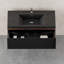 Meuble-lavabo mural moderne 36 po en noyer fumé avec plateau en quartz noir-1670200011