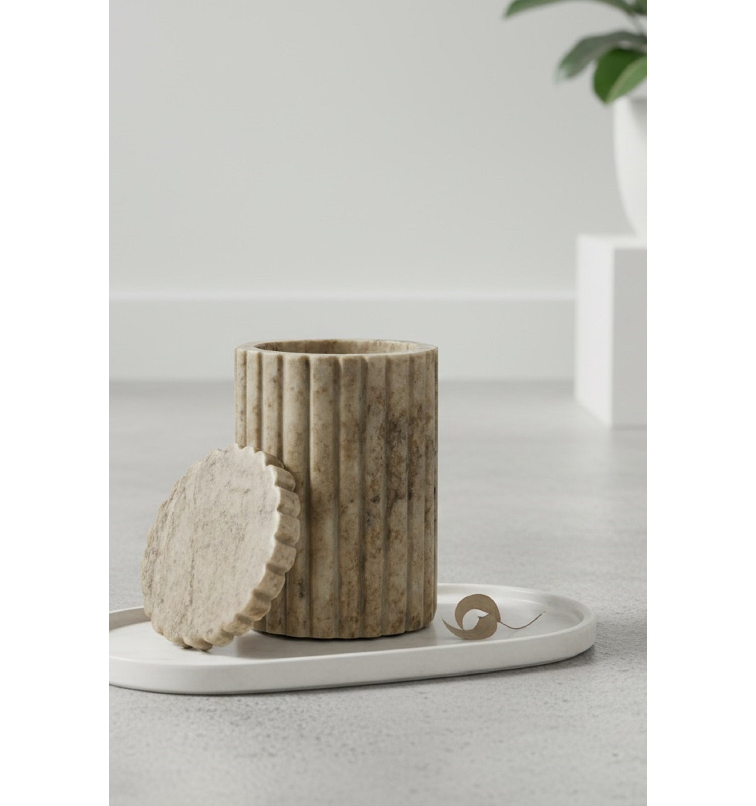 Stoneware Jar, 6" H x 4" W x 4" D, Brown