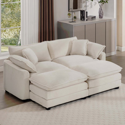 Canapé en velours côtelé beige clair Corduroy