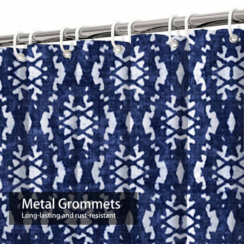 Rideau de douche Folk Ornamental Indigo, L 72 po x l 72 po
