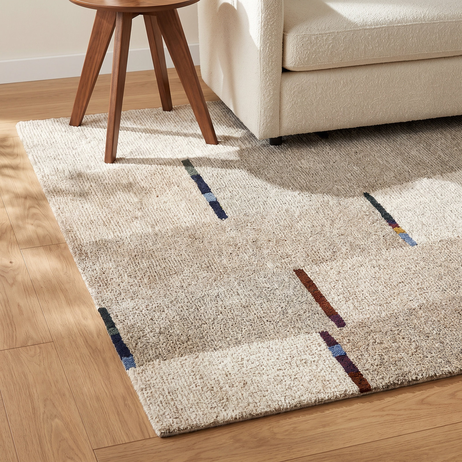 Natural Ivory Hand-Tufted Wool Rug, Rectange 7'6" x 9'6"