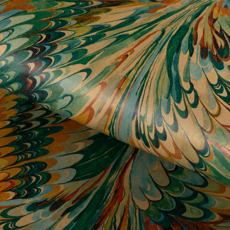 Barwick Taplow Abstract Pulp Blend Border, Teal/Bronze