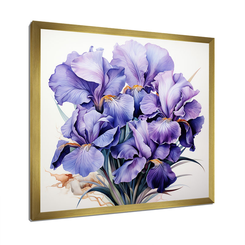 «Mauve Iris Grace II - Iris», art mural, H 36 po x l 36 po x P 1,5 po, Cadre doré simple