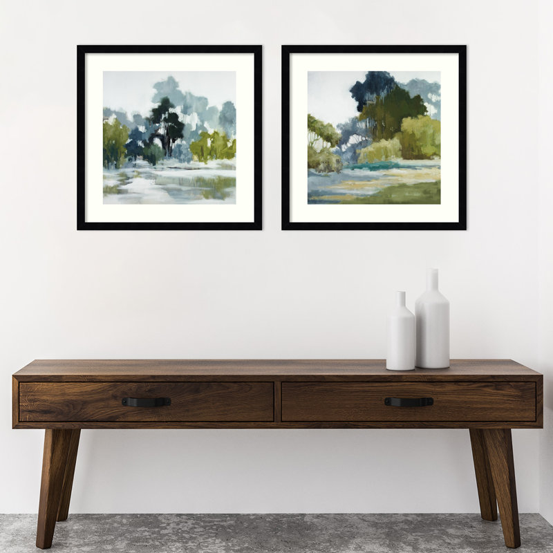 «Fields Reflections - lot de 2» par Jacqueline Ellens, impressions murales encadrées, H 19 po x l 41 po x P 0,88 po